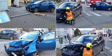 Vůz po střetu srazil sloup značky