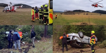 U vážné dopravní nehody přistával vrtulník LZS