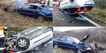 Dva vozy převrácené přes střechu