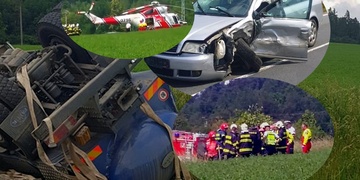 Mladý řidič nezvládl Audi, díky tomu se převrátila cisterna a zaklínila svého řidiče