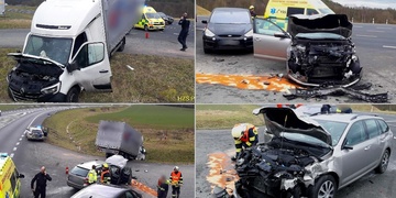 Čelní střet osobního vozu s nákladním