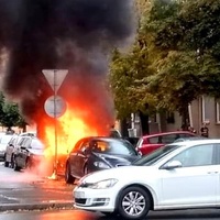 Požár vozu autoškoly