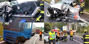 Osobní vůz čelně narazil do nákladního