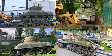 Tank Sherman odjíždí z plzeňské ZOO