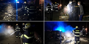 Noční požár v loukách pod Skvrňany