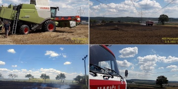 Požár pole u Plzně