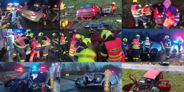 Hromadná dopravní nehoda, jeden mrtvý a více zraněných